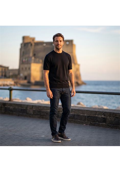 Paolo Pecora Milano Men's Gauge 16 Cotton Crewneck - Black PAOLO PECORA |  | A009 F1009000